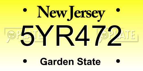5YR472 New Jersey License Plate
