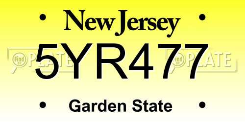 5YR477 New Jersey License Plate