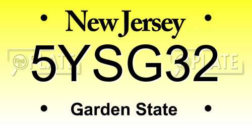 5YSG32 New Jersey License Plate