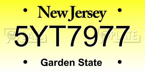 5YT7977 New Jersey License Plate