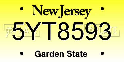 5YT8593 New Jersey License Plate