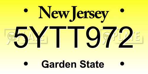 5YTT972 New Jersey License Plate