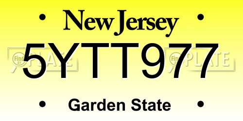 5YTT977 New Jersey License Plate
