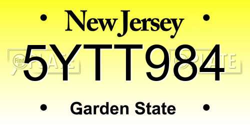 5YTT984 New Jersey License Plate