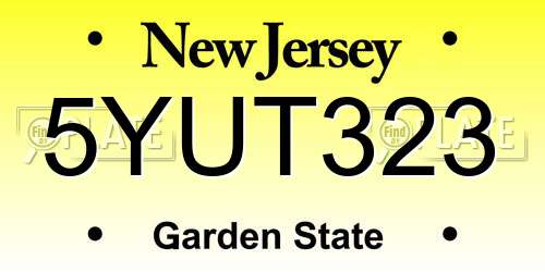 5YUT323 New Jersey License Plate
