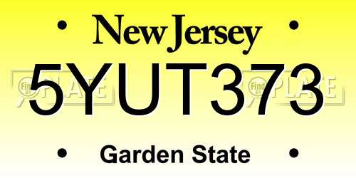 5YUT373 New Jersey License Plate