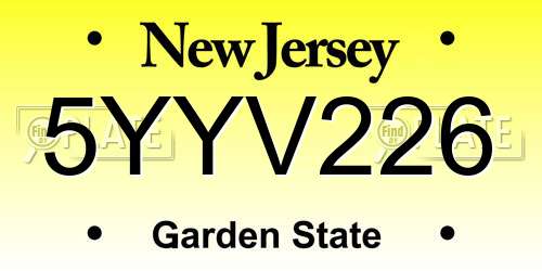 5YYV226 New Jersey License Plate