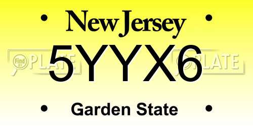 5YYX6 New Jersey License Plate