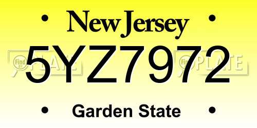 5YZ7972 New Jersey License Plate