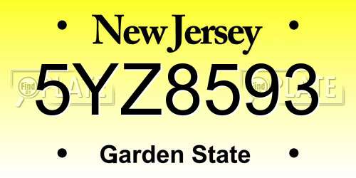 5YZ8593 New Jersey License Plate