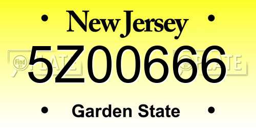 5Z00666 New Jersey License Plate