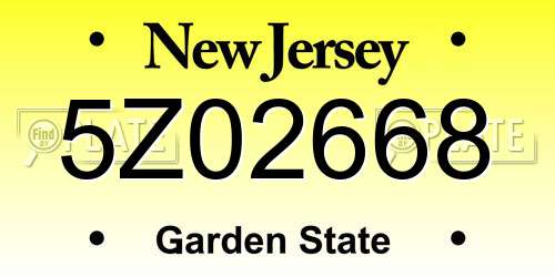 5Z02668 New Jersey License Plate