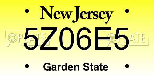 5Z06E5 New Jersey License Plate