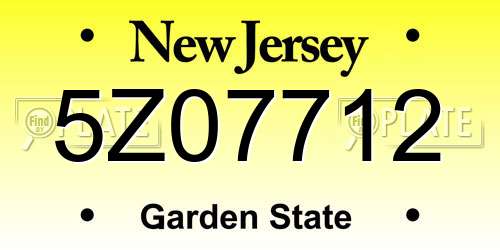 5Z07712 New Jersey License Plate