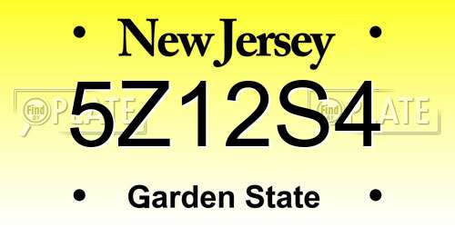 5Z12S4 New Jersey License Plate