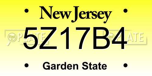 5Z17B4 New Jersey License Plate
