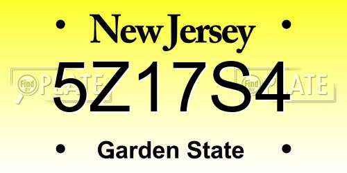 5Z17S4 New Jersey License Plate