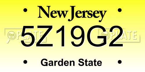 5Z19G2 New Jersey License Plate