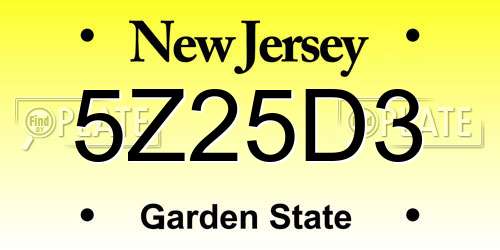 5Z25D3 New Jersey License Plate