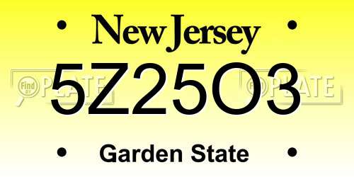 5Z25O3 New Jersey License Plate