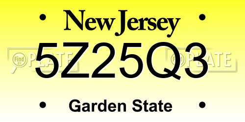 5Z25Q3 New Jersey License Plate