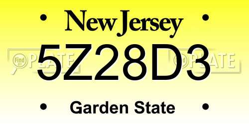 5Z28D3 New Jersey License Plate