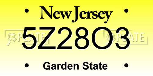 5Z28O3 New Jersey License Plate