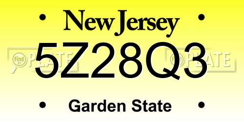 5Z28Q3 New Jersey License Plate