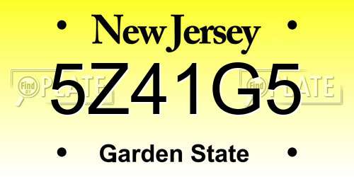 5Z41G5 New Jersey License Plate