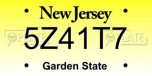 5Z41T7 New Jersey License Plate
