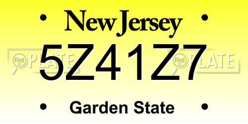 5Z41Z7 New Jersey License Plate