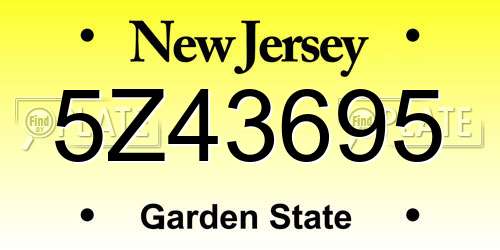 5Z43695 New Jersey License Plate