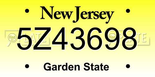 5Z43698 New Jersey License Plate