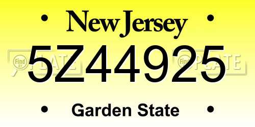 5Z44925 New Jersey License Plate