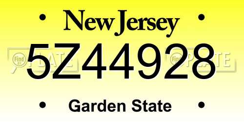 5Z44928 New Jersey License Plate