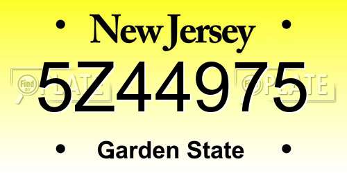 5Z44975 New Jersey License Plate