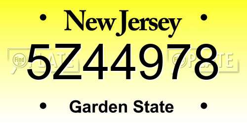 5Z44978 New Jersey License Plate