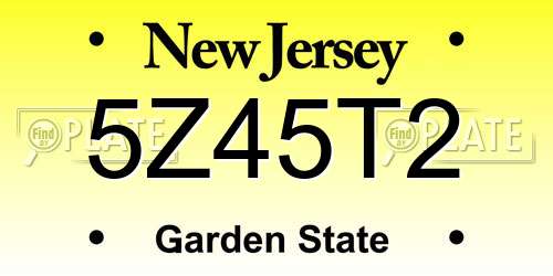 5Z45T2 New Jersey License Plate
