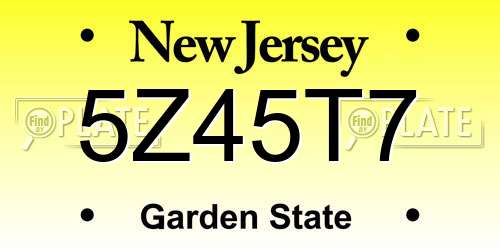 5Z45T7 New Jersey License Plate