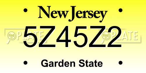 5Z45Z2 New Jersey License Plate