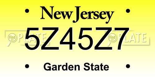 5Z45Z7 New Jersey License Plate