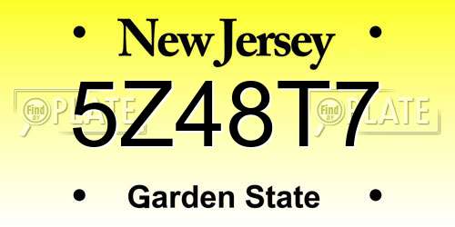 5Z48T7 New Jersey License Plate