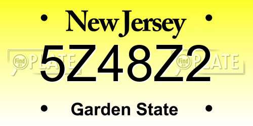 5Z48Z2 New Jersey License Plate