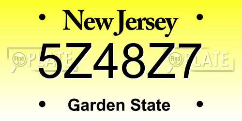 5Z48Z7 New Jersey License Plate