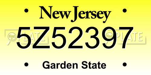 5Z52397 New Jersey License Plate