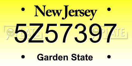 5Z57397 New Jersey License Plate