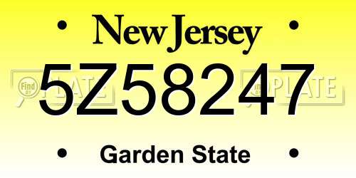 5Z58247 New Jersey License Plate