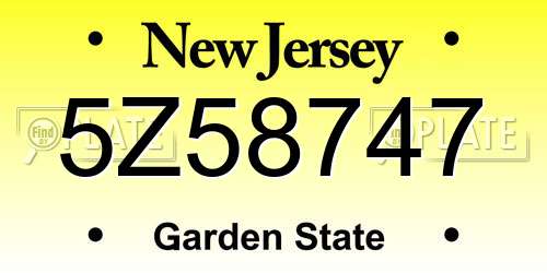 5Z58747 New Jersey License Plate