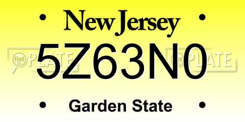 5Z63N0 New Jersey License Plate