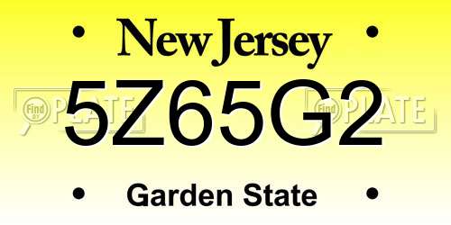 5Z65G2 New Jersey License Plate